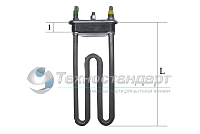 Тэн 1700W, слегка изогнут, с отверстием под датчик, L=170 мм, l=14 мм, резинка ровная, одна клемма сдвоена, для Indesit, код 087188,Thermowatt