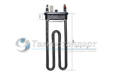 Тэн 1600W, прямой, с датчиком, L=175 мм, l=11 мм,  резинка c "юбкой", для LG,  Candy, код 41041525, 41035057, сдвоенные клеммы, Thermowatt